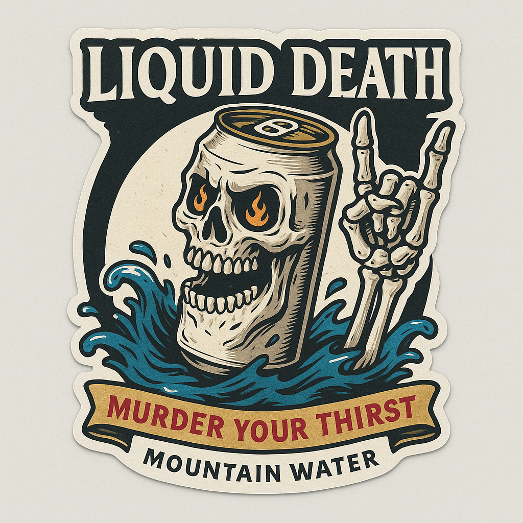 Liquid Death Stickers - Carrco Labels