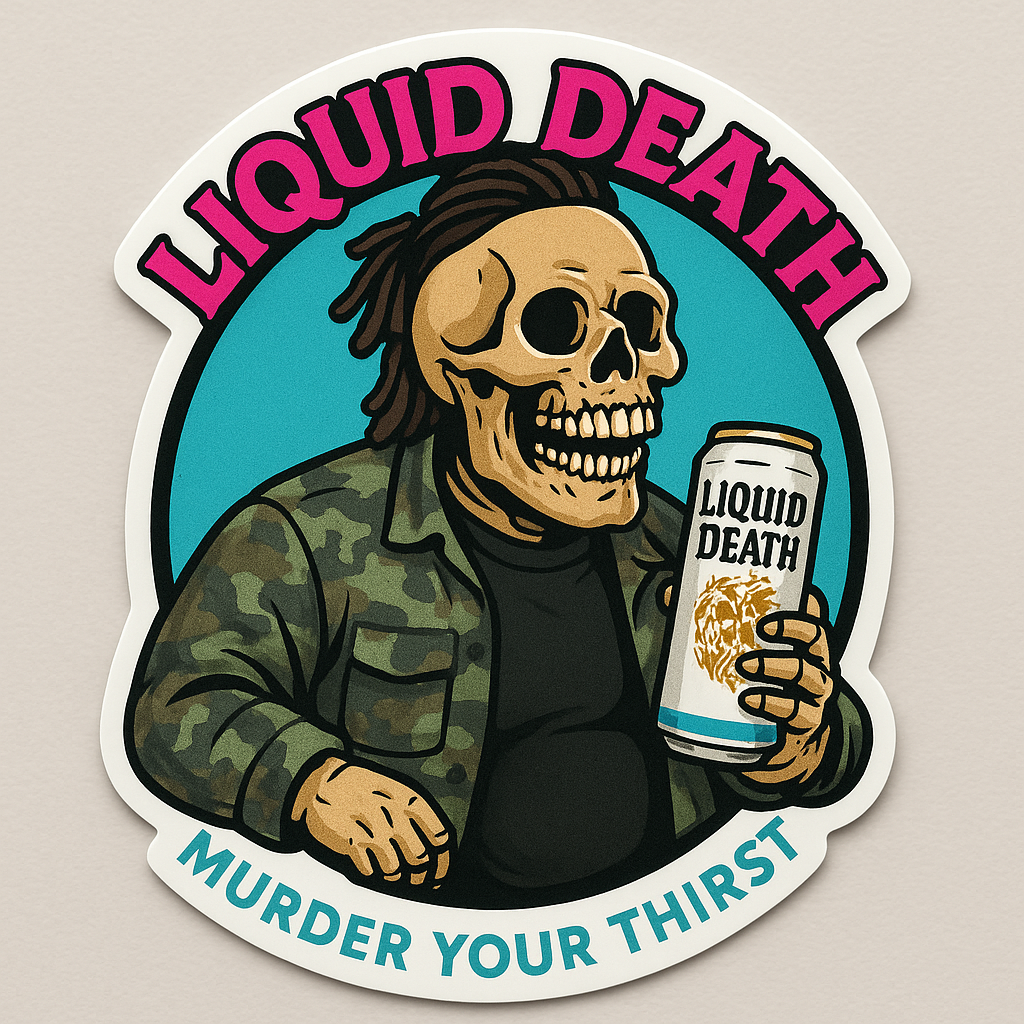 Liquid Death Stickers - Carrco Labels