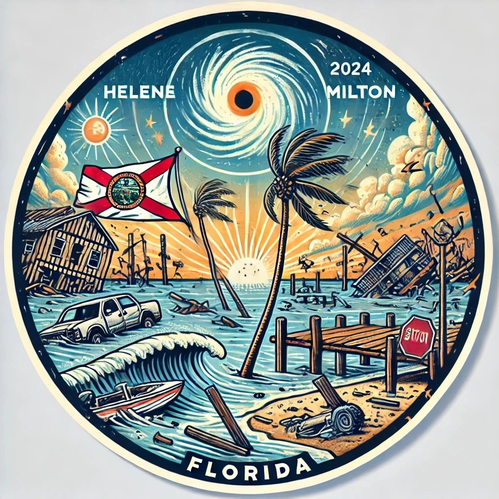 Hurricane Helene and Milton Relief Stickers - Florida Strong