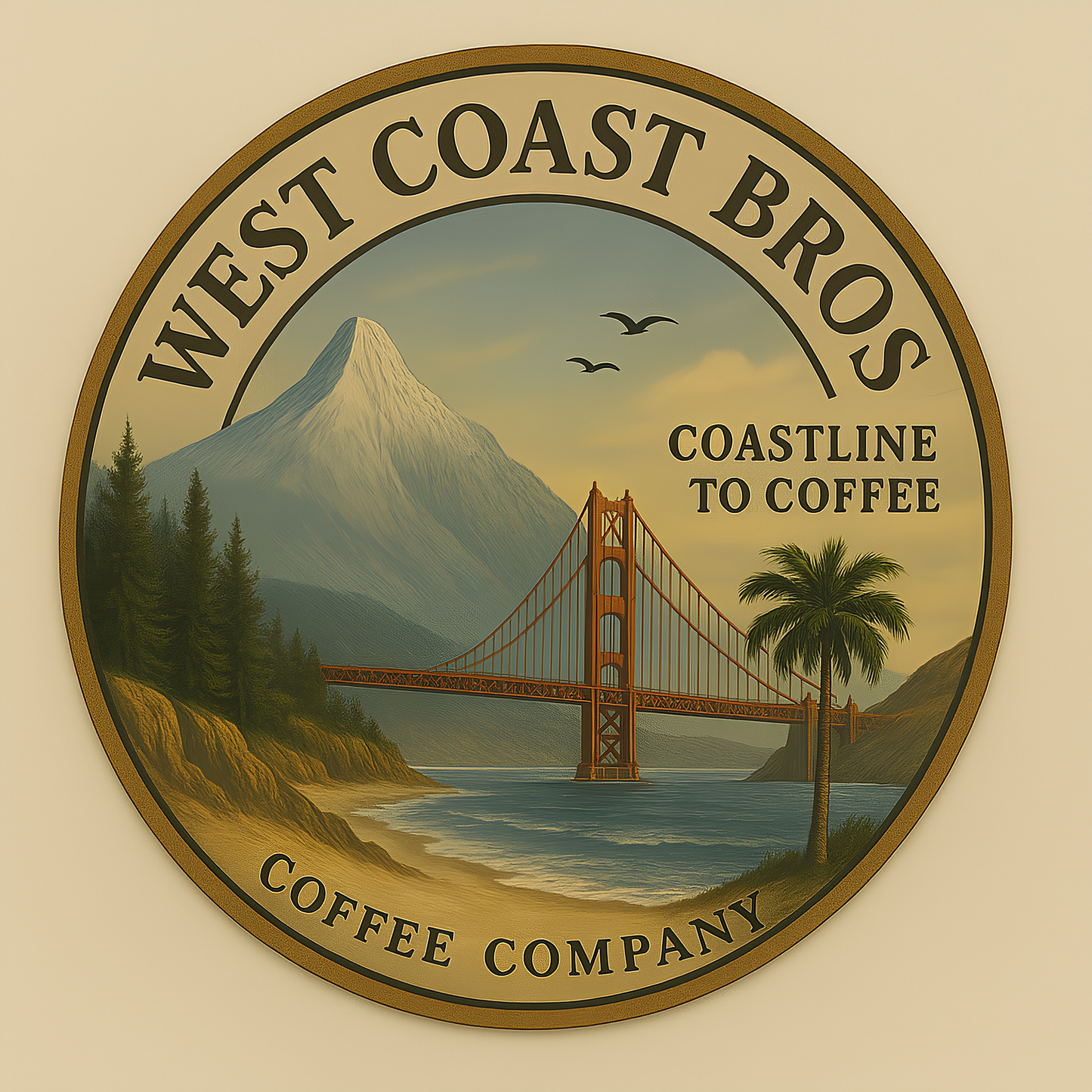 West Coast Bros. Coffee Company “Coastline to Coffee” Original Sticker Design