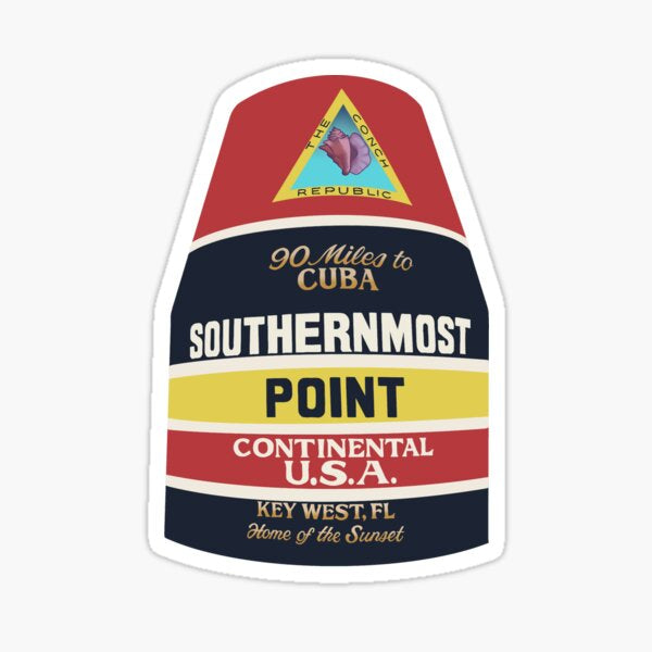 Key West 90 Miles to Cuba Buoy Sticker