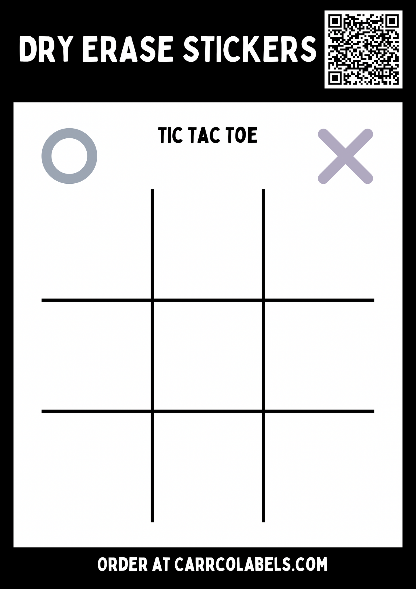Tic Tac Toy Family Kids Game Dry Erase Stickers