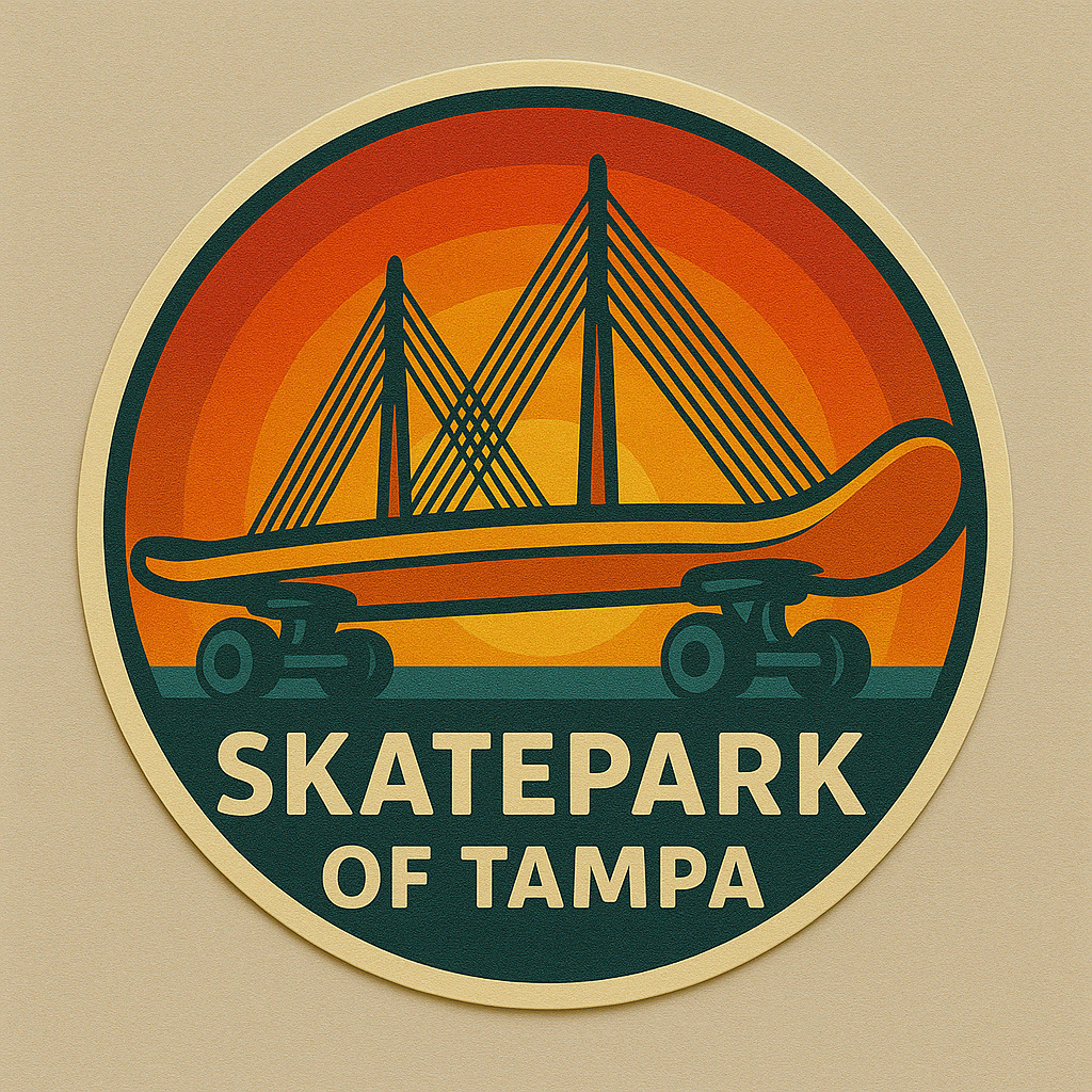 Skatepark of Tampa Sunshine Skyway Sunset Sticker designed by Tyler Maschger