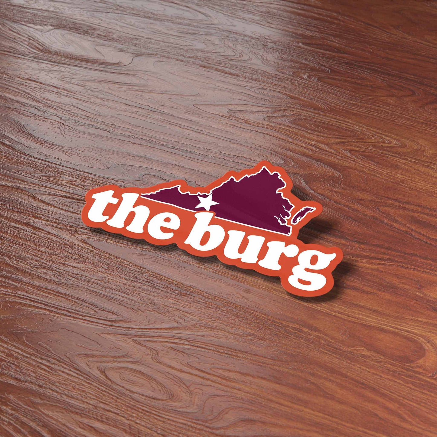 The Burg Virginia Outline Sticker - Cute Blacksburg VA Decal