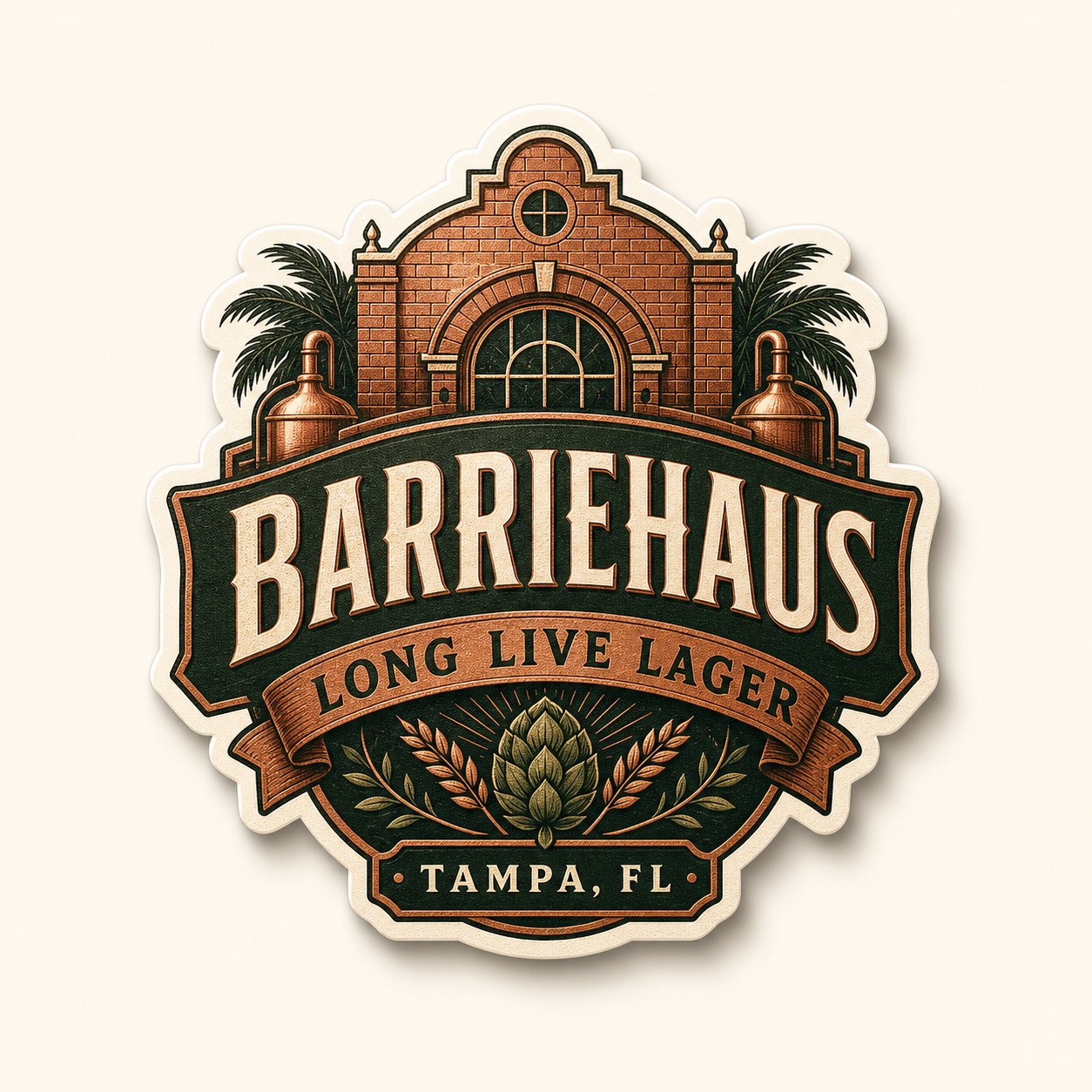 BarrieHaus Long Live Lager original sticker concept mockup