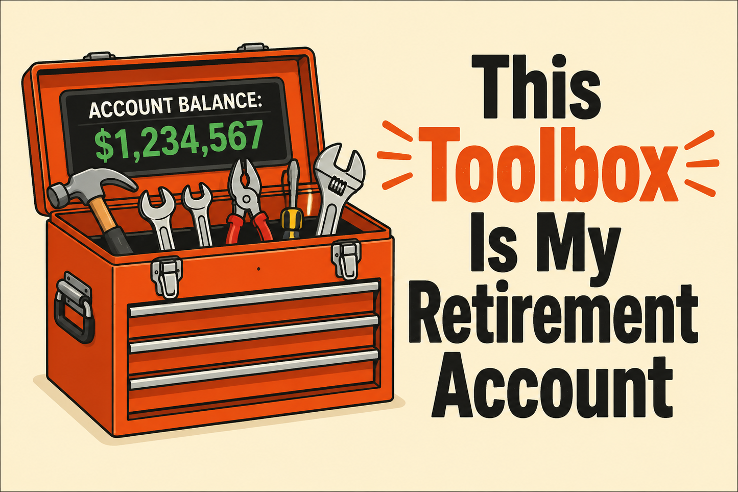 This Toolbox Is My Retirement Account — illustrated rectangular Carrco sticker.