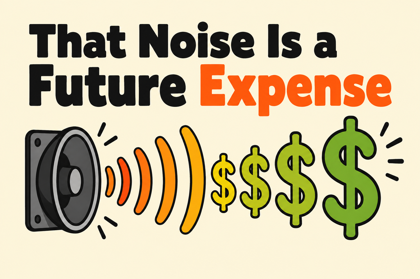 That Noise Is a Future Expense — illustrated rectangular Carrco sticker.