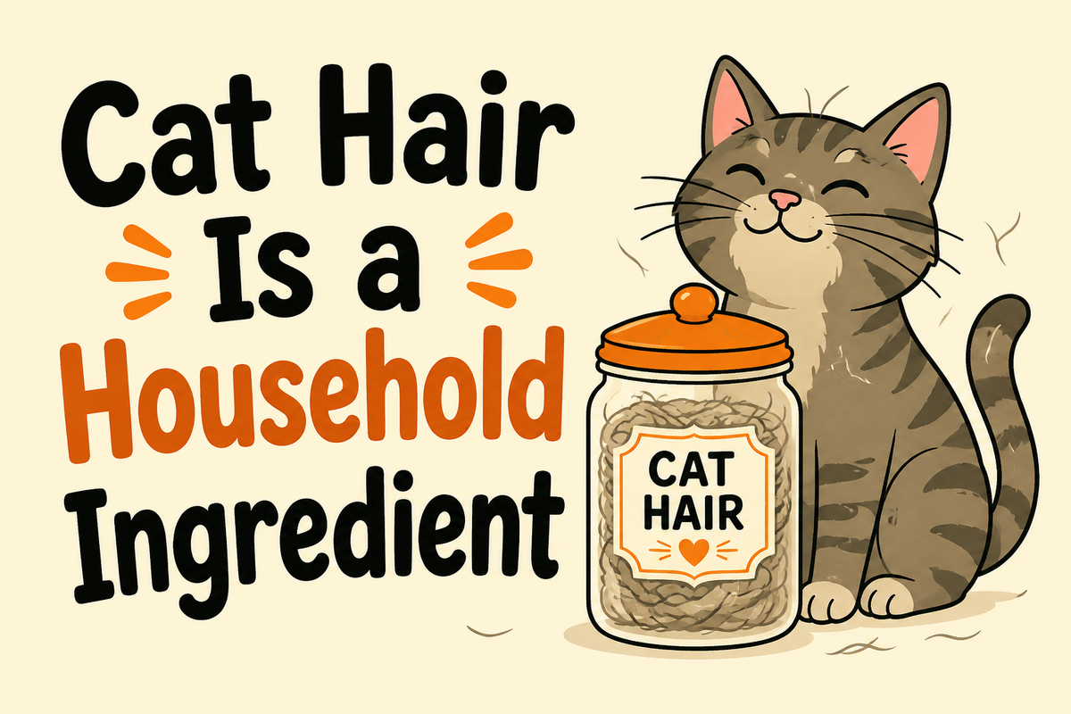 Cat Hair Is a Household Ingredient rectangular sticker with cat and pantry jar
