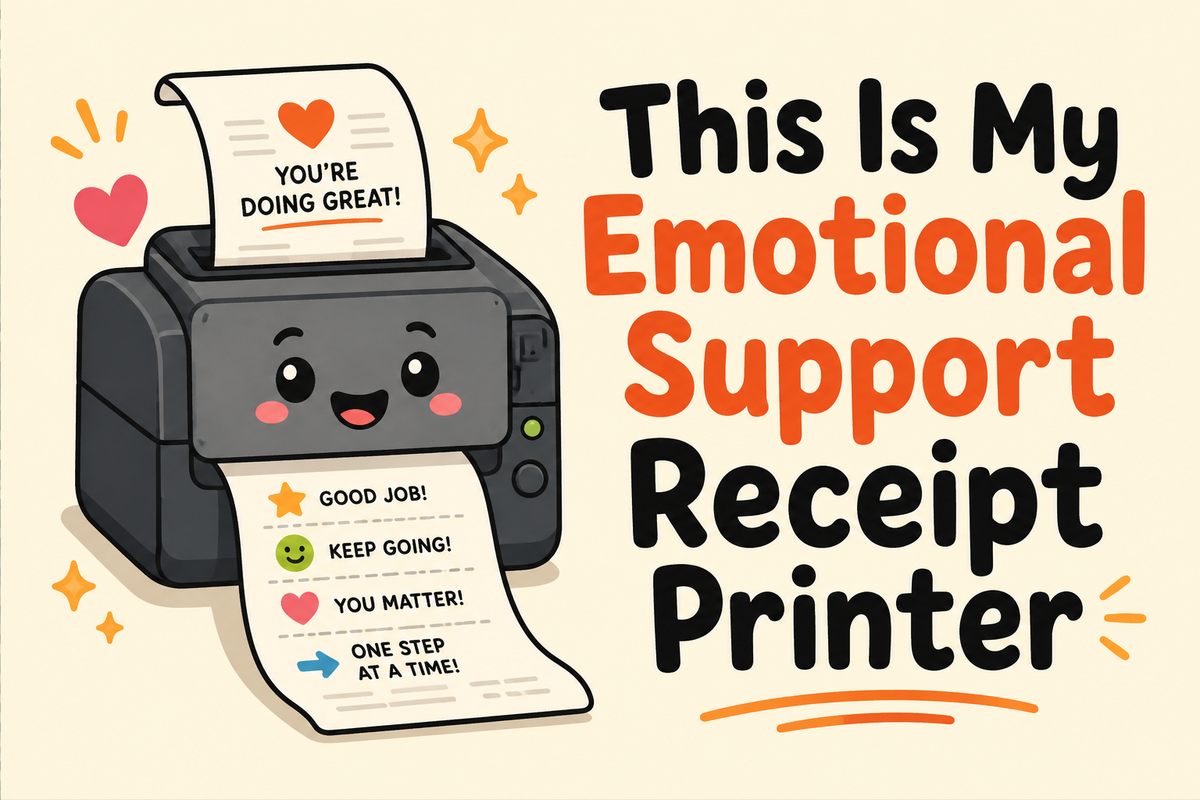 This Is My Emotional Support Receipt Printer rectangular sticker with cute printer with long receipt