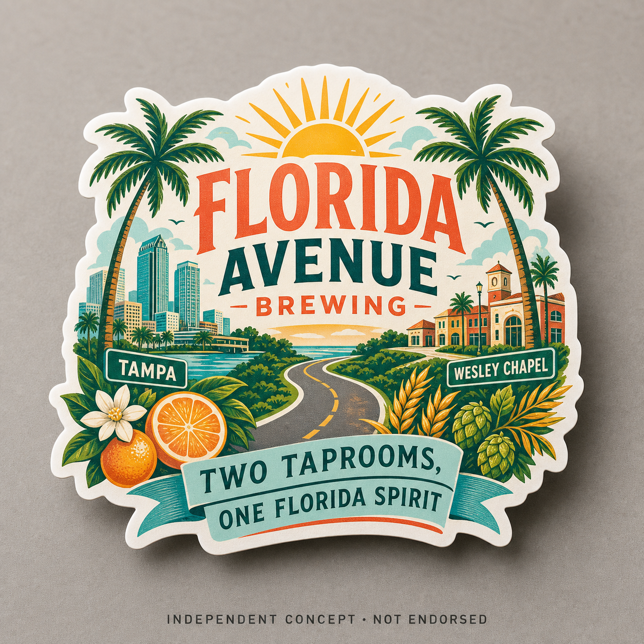 Independent unendorsed Florida Avenue Brewing two taprooms sticker concept