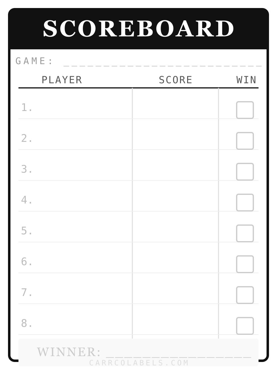 Scoreboard Dry Erase Sticker | Works for Any Game
