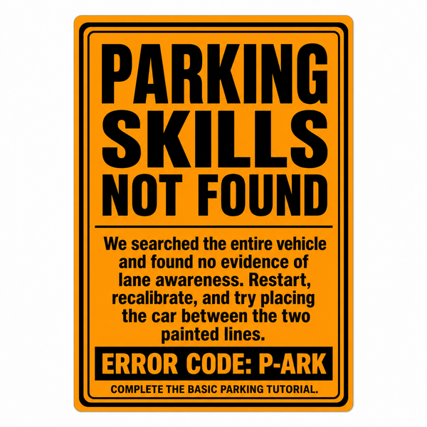 Parking Skills Not Found Sticker | Funny Car Decal