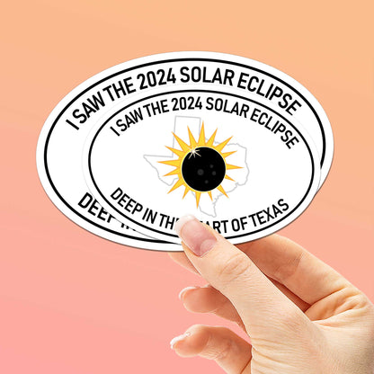 2024 Texas Solar Eclipse Sticker, White Oval