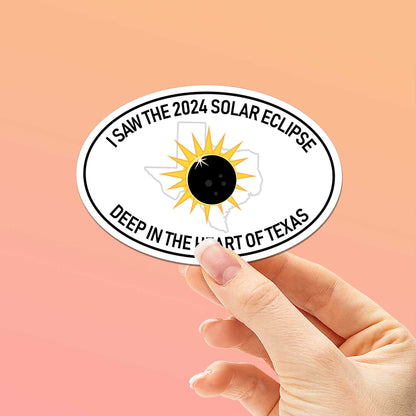 2024 Texas Solar Eclipse Sticker, White Oval