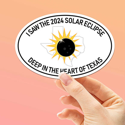 2024 Texas Solar Eclipse Sticker, White Oval