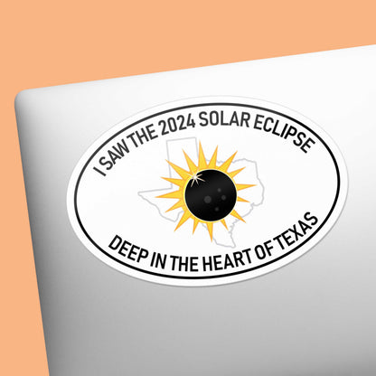 2024 Texas Solar Eclipse Sticker, White Oval