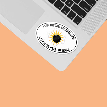 2024 Texas Solar Eclipse Sticker, White Oval