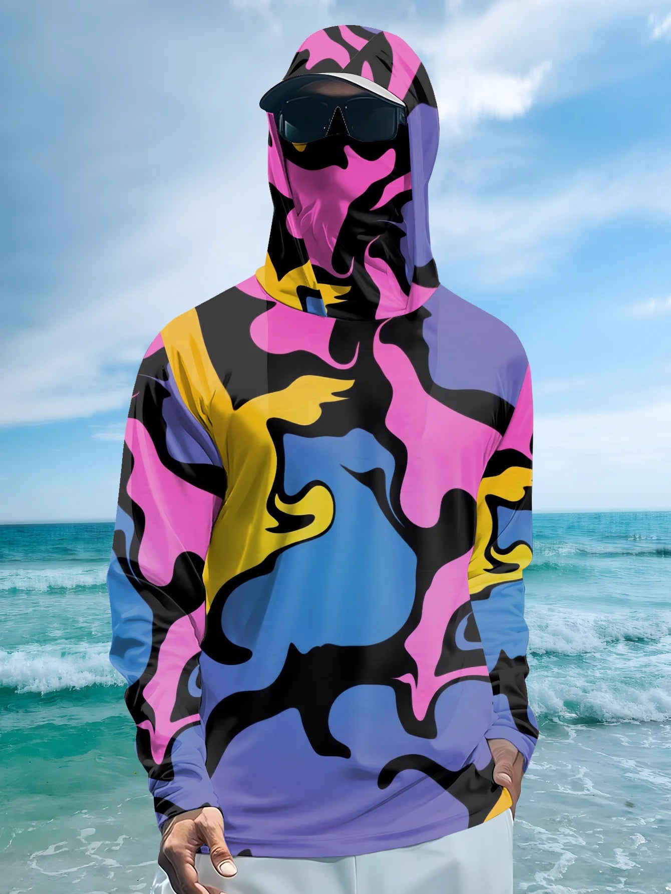Fishing hooded sweatshirt men's long-sleeved sun protection shirt hunting sport shirt sun protection shirt fishing beach top