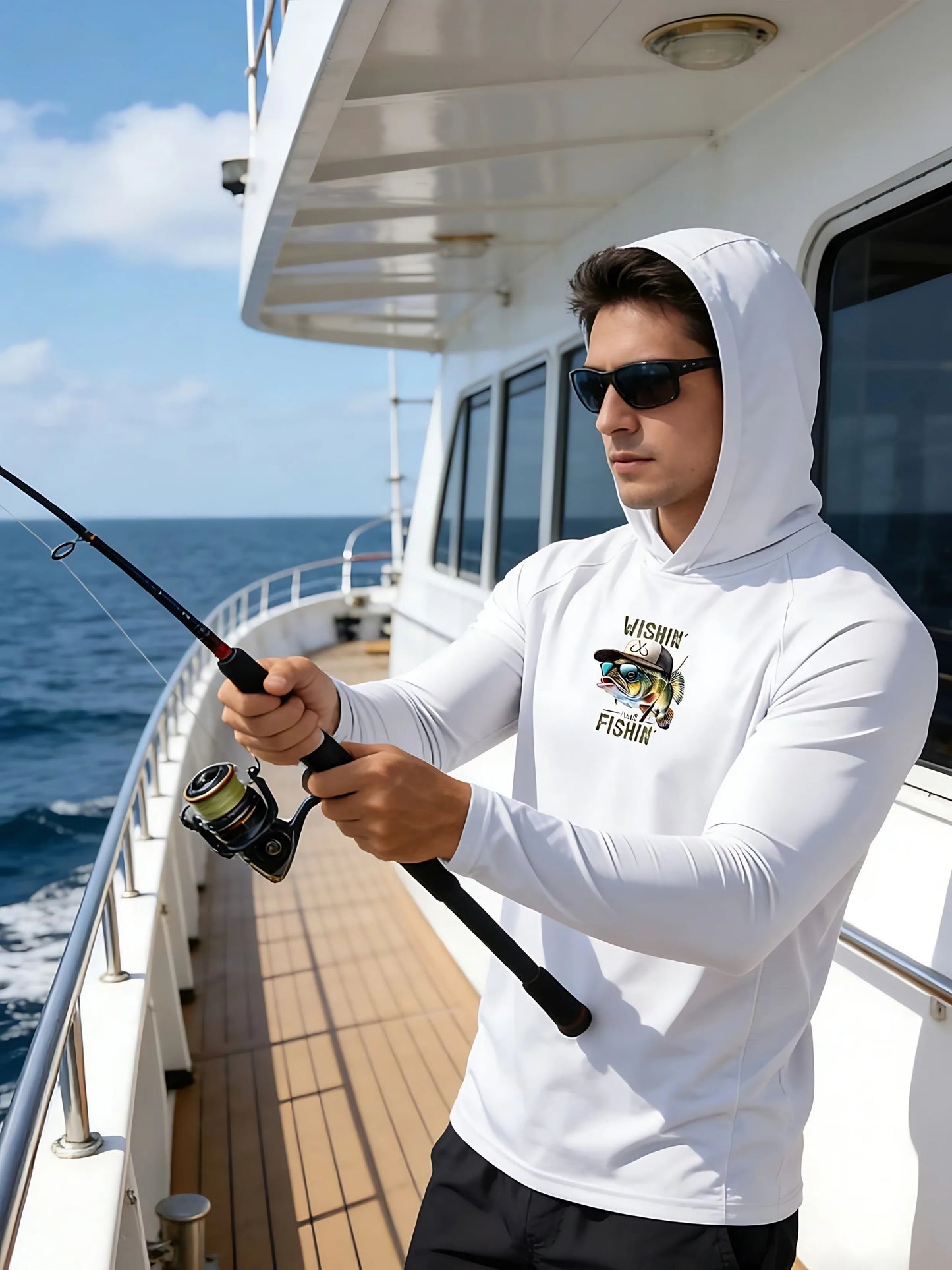 2026 New Model UV-Resistant Fishing Shirt with Long Sleeves and Hooded Collar - UV-Resistant Fishing Mask Clothing