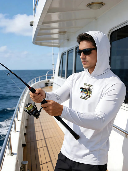 2026 New Model UV-Resistant Fishing Shirt with Long Sleeves and Hooded Collar - UV-Resistant Fishing Mask Clothing