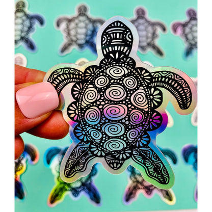 Boho Sea Turtle Holographic Sticker