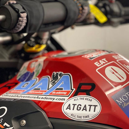 All the Gear All the Time - ATGATT White Oval Sticker 3" & 4"