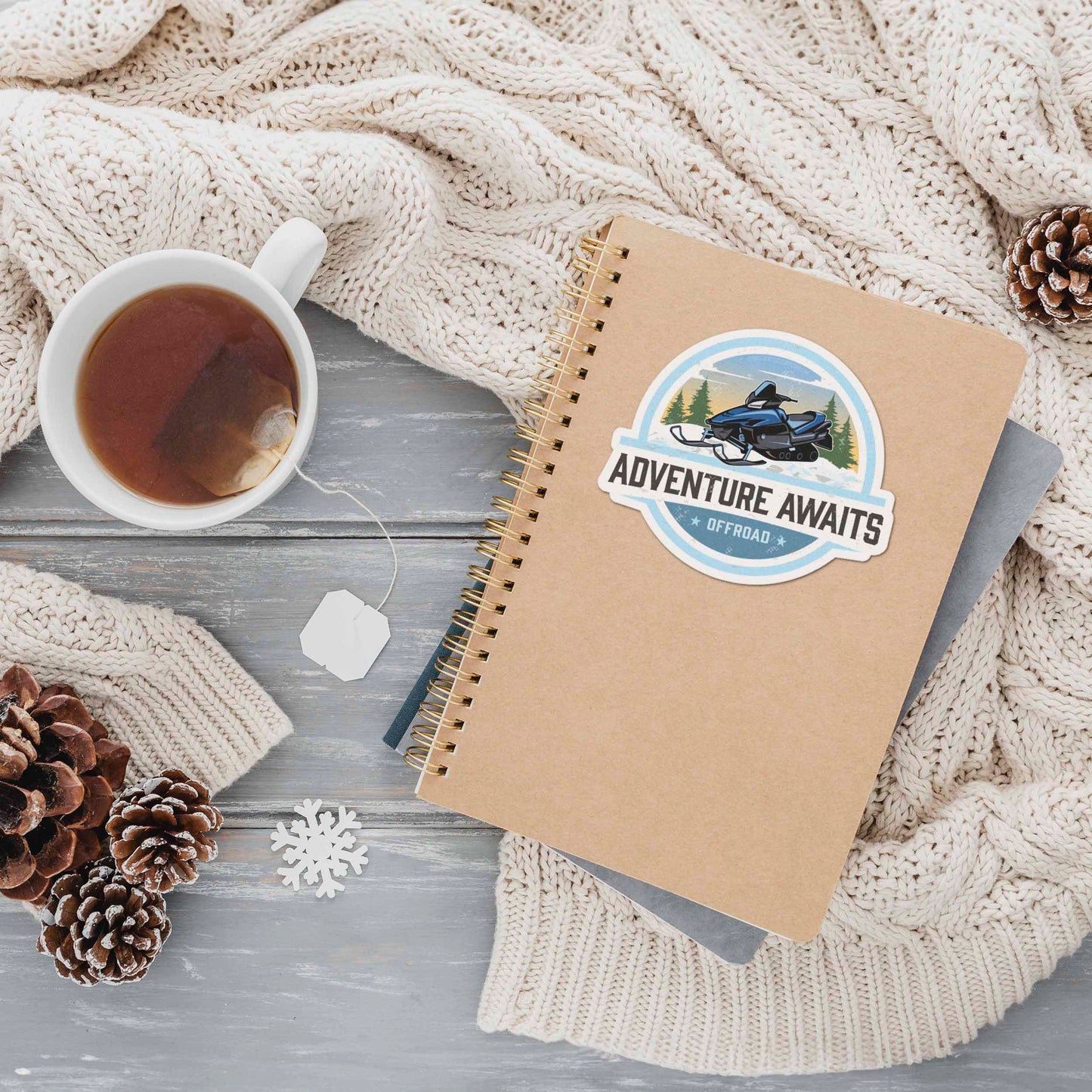 Adventure Awaits Snowmobile Sticker