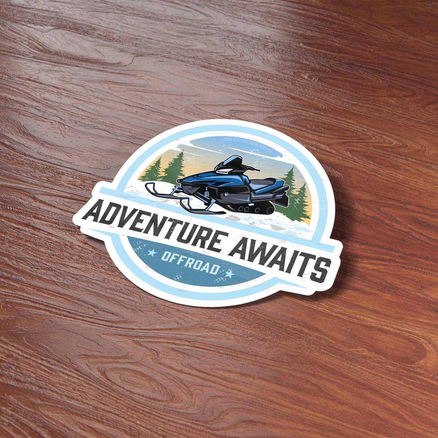 Adventure Awaits Snowmobile Sticker