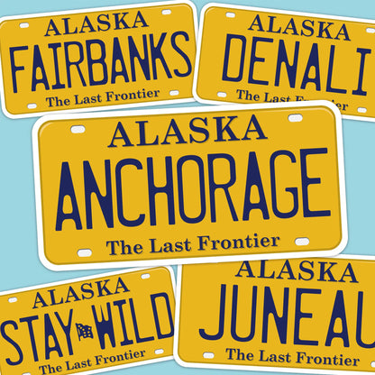 Alaska License Plate Stickers - Choose Your AK City