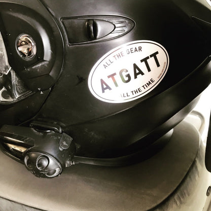 All the Gear All the Time - ATGATT White Oval Sticker 3" & 4"