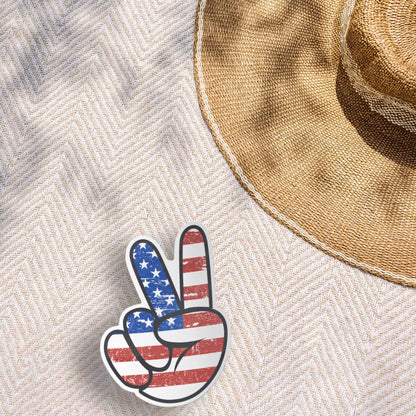 American Flag Peace Sign Sticker - Cool Patriotic USA Decal