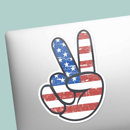 American Flag Peace Sign Sticker - Cool Patriotic USA Decal