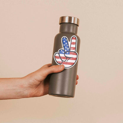 American Flag Peace Sign Sticker - Cool Patriotic USA Decal