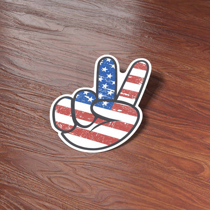 American Flag Peace Sign Sticker - Cool Patriotic USA Decal