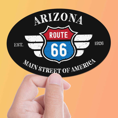 Arizona Route 66 Sticker - AZ Black Oval Decal