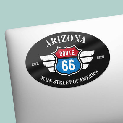 Arizona Route 66 Sticker - AZ Black Oval Decal