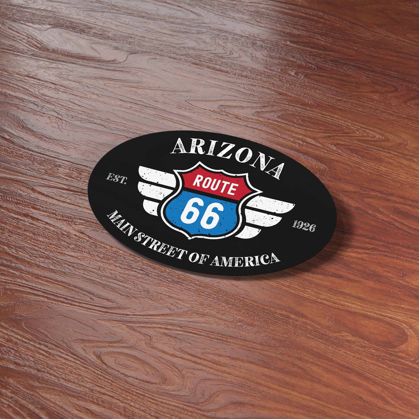 Arizona Route 66 Sticker - AZ Black Oval Decal
