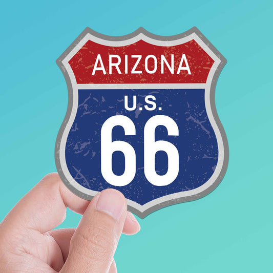 Arizona Blue Route 66 Sticker - Cool AZ Vintage Highway Sign Decal