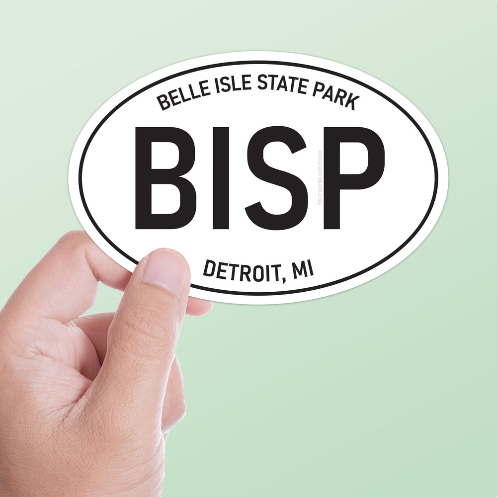 White Oval Belle Isle Detroit Sticker