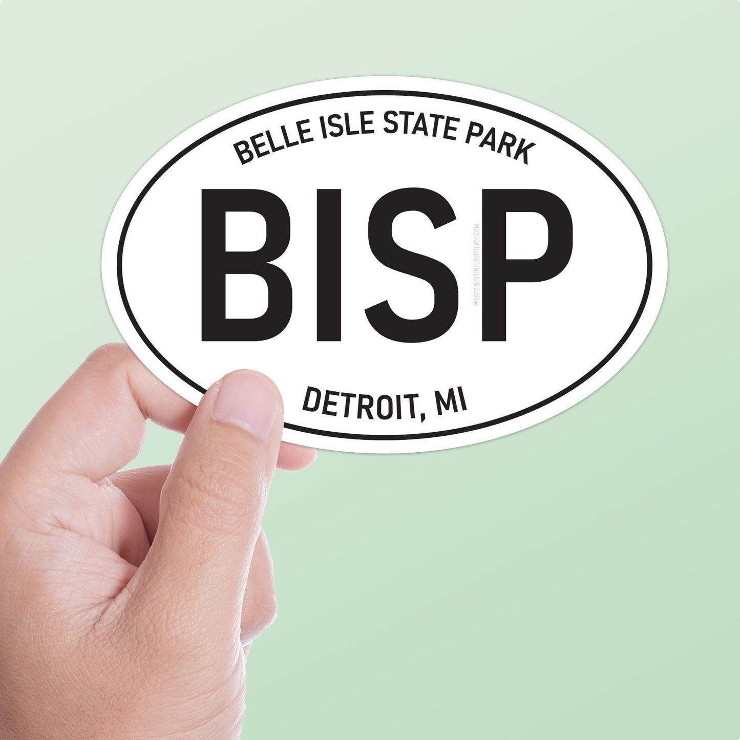 White Oval Belle Isle Detroit Sticker