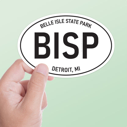 White Oval Belle Isle Detroit Sticker