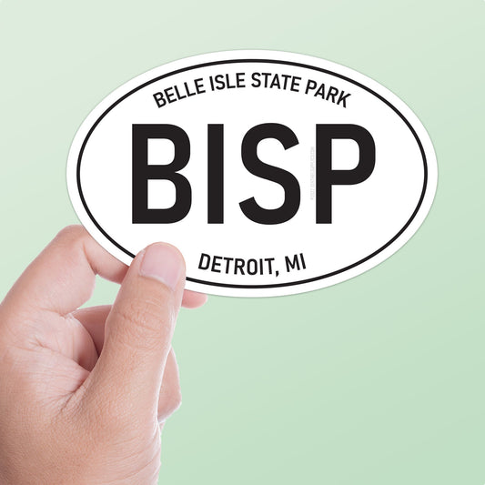 White Oval Belle Isle Detroit Sticker