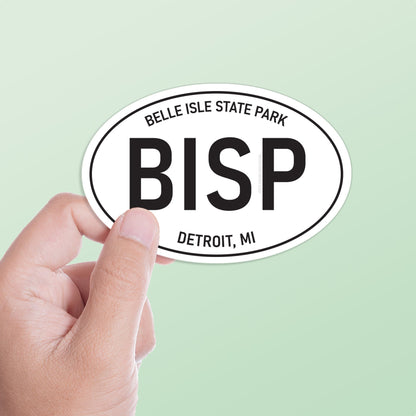 White Oval Belle Isle Detroit Sticker