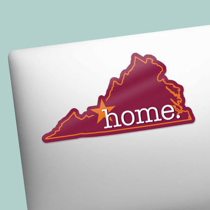 Home Virginia Map Sticker - Maroon Blacksburg VA Decal