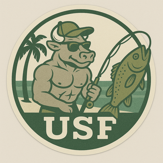 USF Beach Bulls Custom Sticker for Student Swag Welcome Packet Sticker- Fishing Design