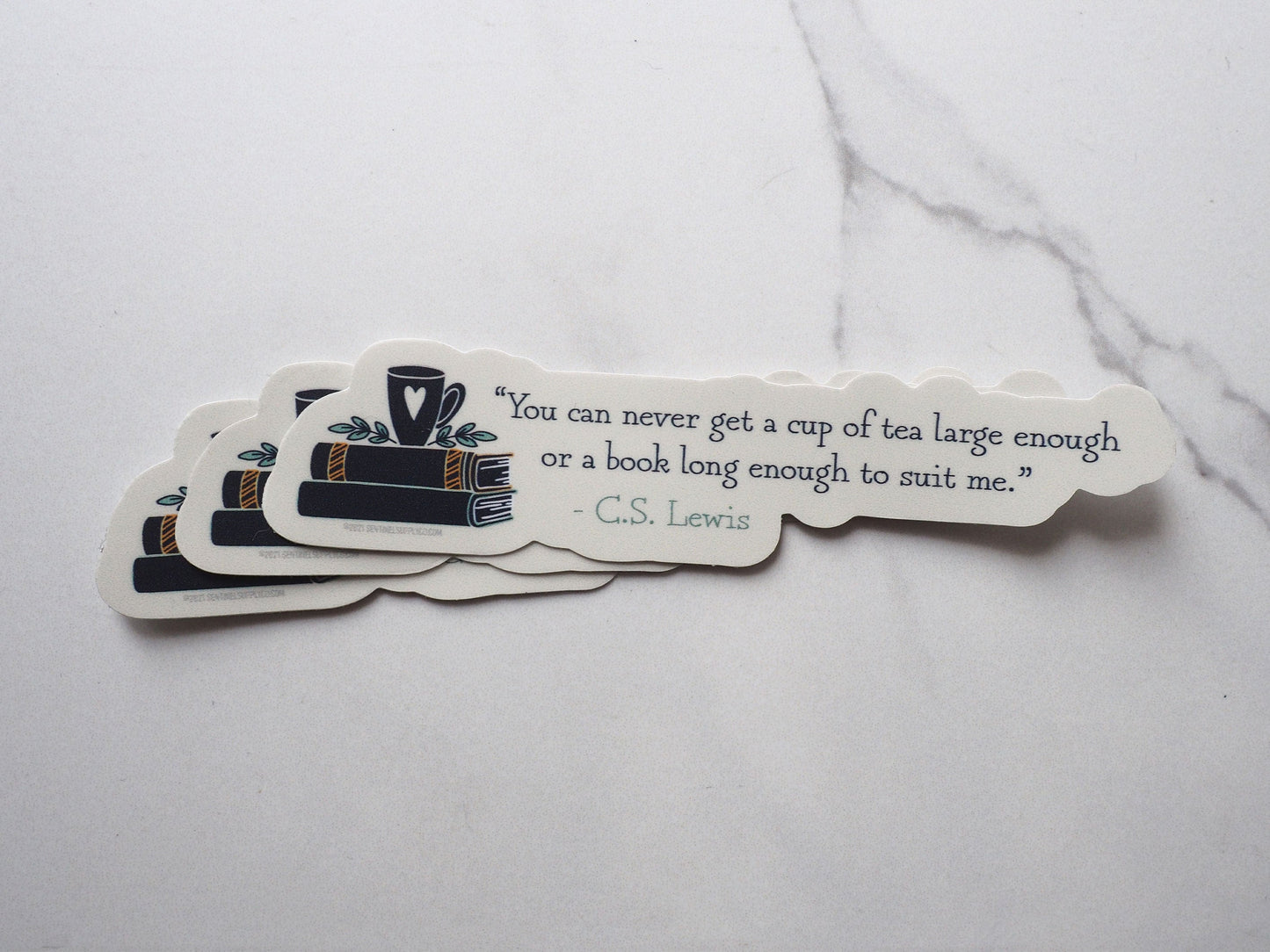 Tea & Books CS Lewis Quote Sticker