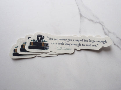 Tea & Books CS Lewis Quote Sticker