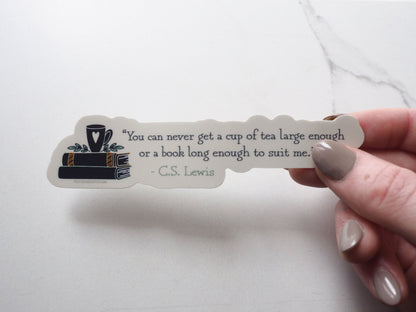 Tea & Books CS Lewis Quote Sticker
