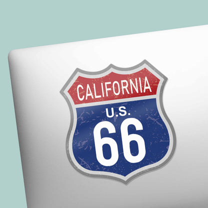 California Blue Route 66 Sticker - Cool CA Vintage Highway Sign Decal