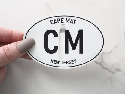 White Oval Cape May New Jersey Sticker